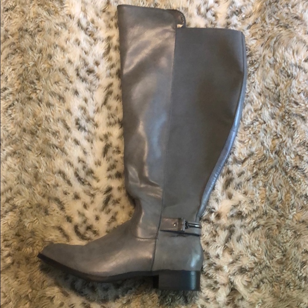 Wide calf size 10 grey knee high boots